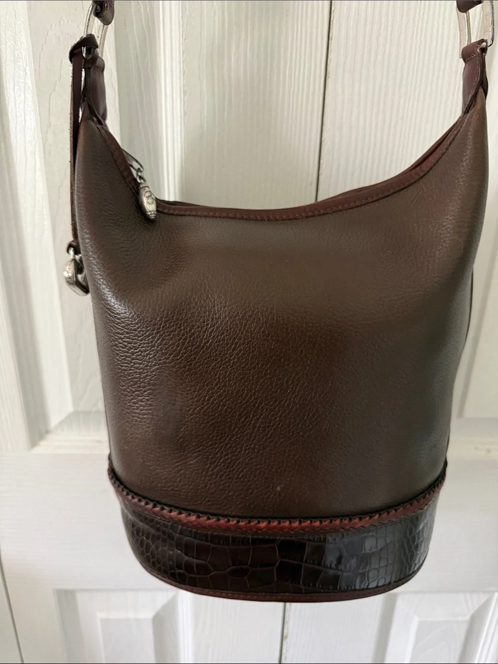 Vintage Brighton Dark Brown Leather Bucket Shoulder Bag
